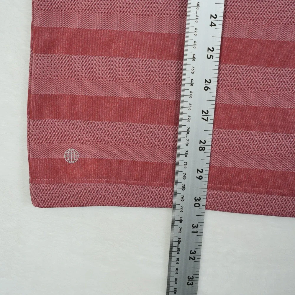Adidas Men's Red Striped Golf Polo Shirt Climalite‎ Performance Size Large